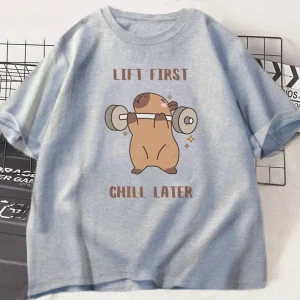 Capybara Gym T-Shirt Women Sports Tee Workout Fitness T Shirt Top Unisex Softstyle Women Tshirt Clothes Women Clothing