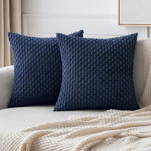 Spring Sage Green Decorative Throw Pillow Covers 18x18 Soft Corduroy Striped Square Pillow Covers for Couch Living Room Bed Sofa
