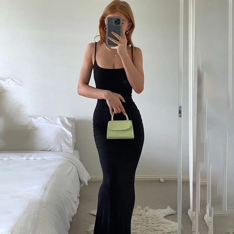 Elegant Bodycon Maxi Dress Women Summer 2024 Sleeveless Backless Sexy Outfits Party Club Sundress Black Birthday Dresses Clothes - Image 8