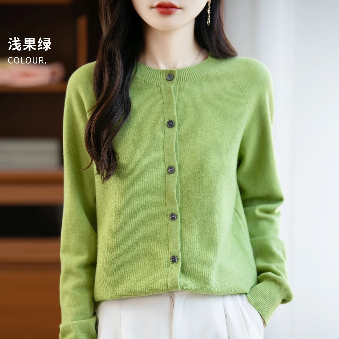 Classic Merino Wool Woman Sweater Basic Female Autumn Winter Knitted Cardigan Elegant Ladies Cashmere Long Sleeve Clothing Tops - Image 12