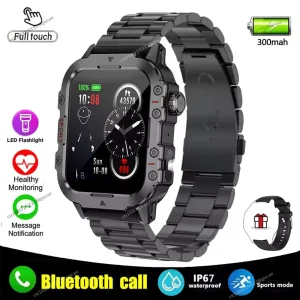 New Men's Smart Watch LED Flashlight Outdoor Sports Smart Watch Wristwatch Health Monitoring 1.44Inch Bluetooth Call Smart Watch