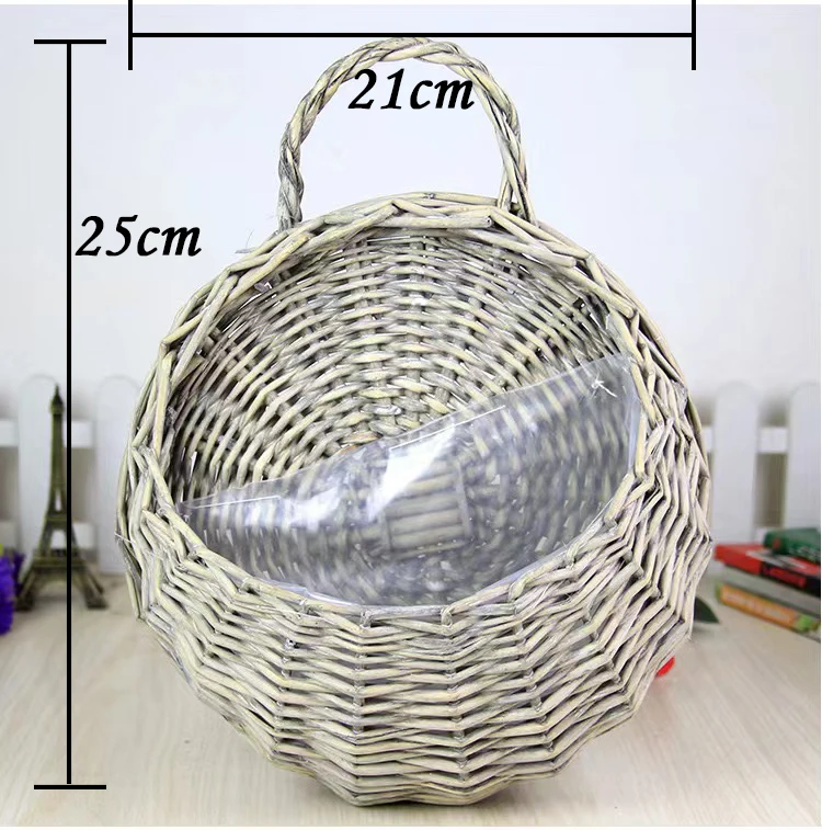 Hand Made Wicker Rattan Flower Planter Wall Hanging Wicker Rattam Basket Garden Vine Pot Plants Holder Garden Pots Wall Planter - الصورة 19