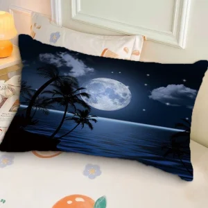 Aesthetic Moonlight Pattern Ins-style Rectangular Pillow | Single-Sided Sofa Pillowcase for Bedroom