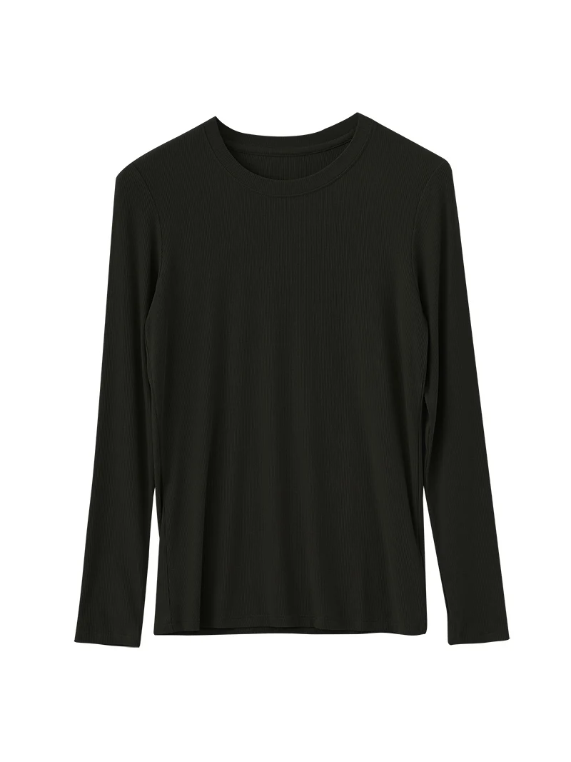 SuyaDream Women Knitted T Shirt Silk Viscose Blend Long Sleeves Solid Basic Cozy Tee 2026 Spring Summer Ribs Top Pink Blue - Image 8