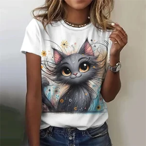 3D Printed Rabbit T Shirt For Women Cute Animal Pattern Short Sleeves Summer Casual Fashion Street O-Neck Tees Oversize T-Shirts