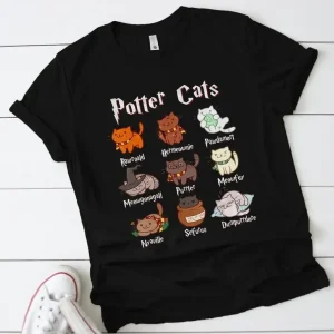 Cute Potter Cats Mom Shirt Fashion Plus Size Unisex Tshirt Harajuku Short Sleeve Mama Top Tees O Neck Cotton Mother Casual