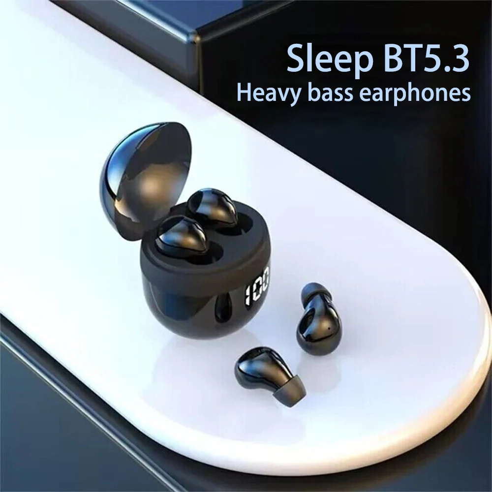 Mini Wireless Bluetooth 5.3 Headphones Bass Sleeping Headset with Microphone Noise Cancellation HD Earbuds