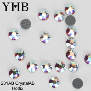 YHB Bright Series Crystal AB Dazzling Hotfix Nonhotfix Crystal electroplating Flatback Hotfix Rhinestones For Shoes Bags Garment