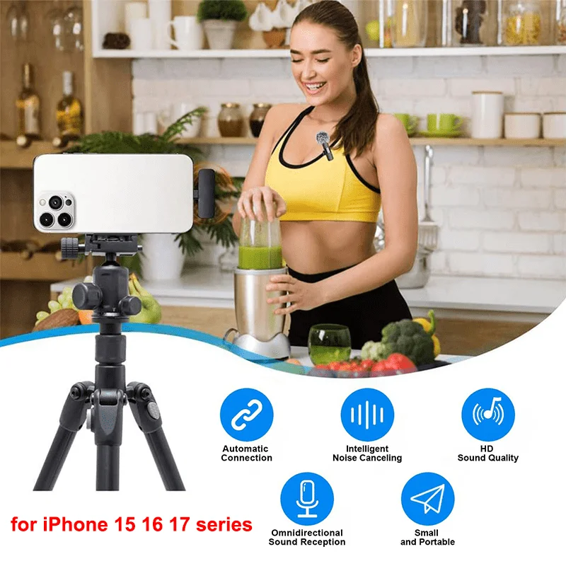 Wireless Lavalier Lapel Microphone for iPhone, iPad, Mini Video Recording Mic for Interview Video Podcast Vlog Noise Reduction - الصورة 6