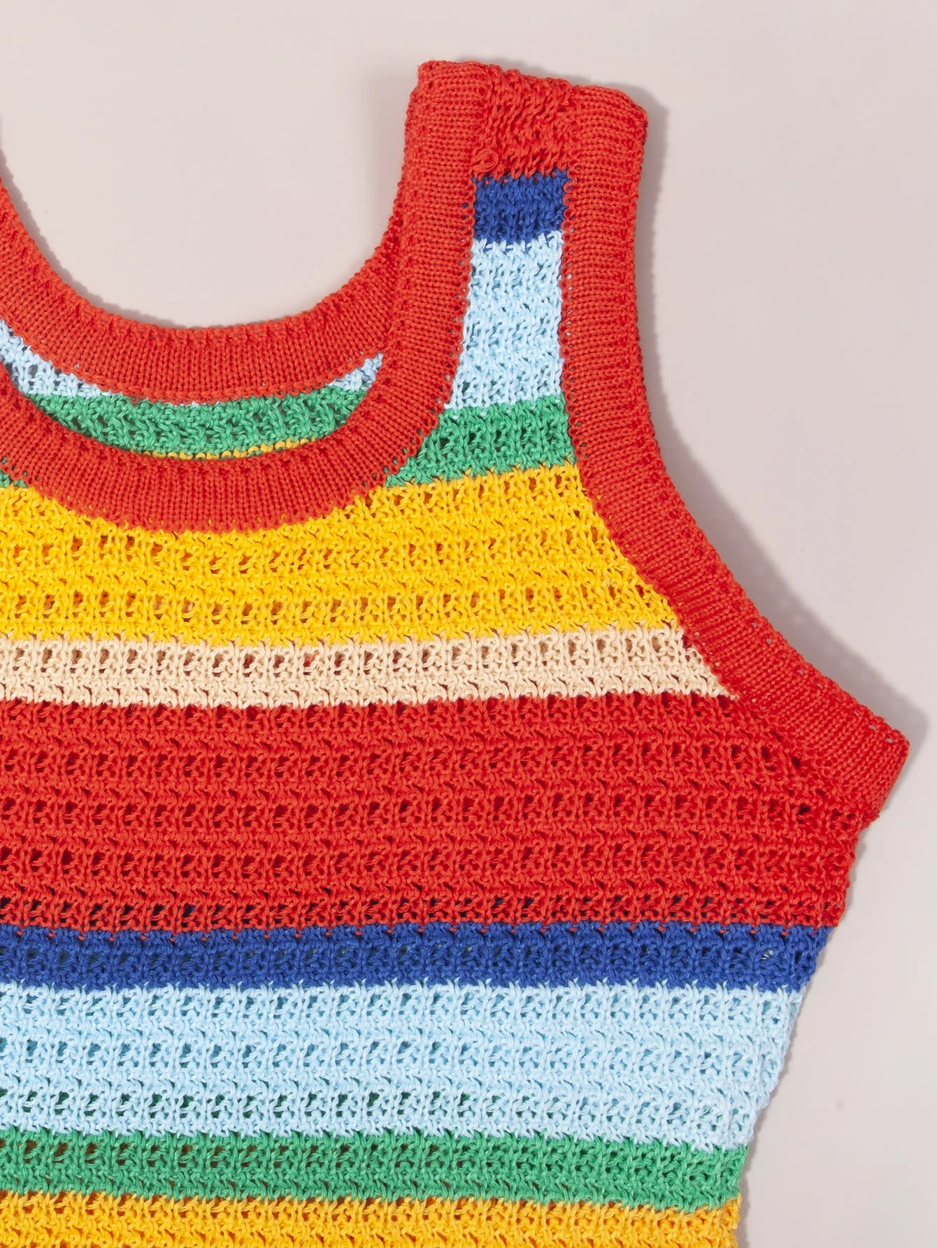 Women Panelled Striped Knitted Hollow Out Mini Dress Casual Tank Sleeveless Bodycon Hot Girl Streetwear Outfit - Image 5