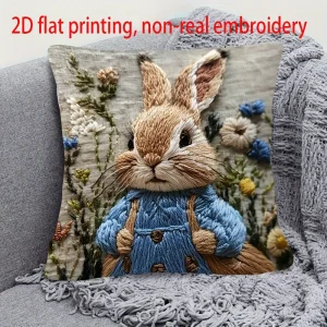 1PC Easter Bunny Floral Pattern Pillowcase ,Decorative sofa cushion cover, home decoration, 2D printing.