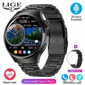 LIGE New GPS Smart Watches Outdoor Sports Fitness Smartwatch Heart Rate Monitori Bracelet Voice Assistant Bluetooth Call Watches