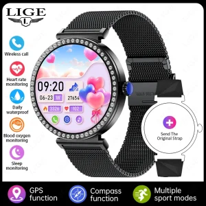 LIGE 1,27inch Smart Watch For Women Health Sport Lady Watch Luxury Heart Rate Sleep Monitor Waterproof Bluetooth Call Smartwatch