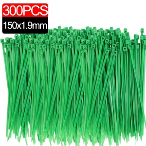 300/50PCS Self-locking Plastic Nylon Tie Green Cable Tie Fastening Ring Sealing Wraps Strap for Home Garden Plant Fasten Tools