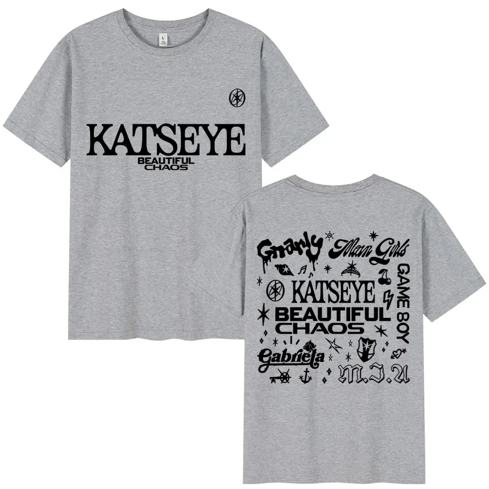Korean Katseye Beautiful Chaos Tour T Shirt Kpop Vintage Harajuku Fashion Y2K Men Women T-shirt Cotton Loose T Shirts Fans Gifts - الصورة 16