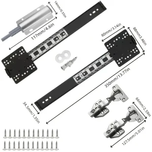 5 Pcs Sliding Door Hardware Kit, Space-Saving Hidden Track&Foldable System with Magnetic Closure for Cabinet, Wardrobe&TV Stand