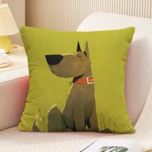 Cute Puppy Pattern Decorative Pillowcase Living Room Bedroom Square Cushion Pillowcase