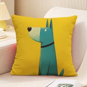 Cute Puppy Pattern Decorative Pillowcase Living Room Bedroom Square Cushion Pillowcase