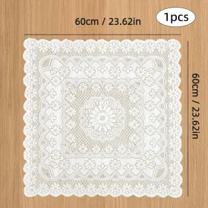 Square Lace Tablecloth White Flower retro European Embroidered Dinning table linen Cover wedding party garden home decoration