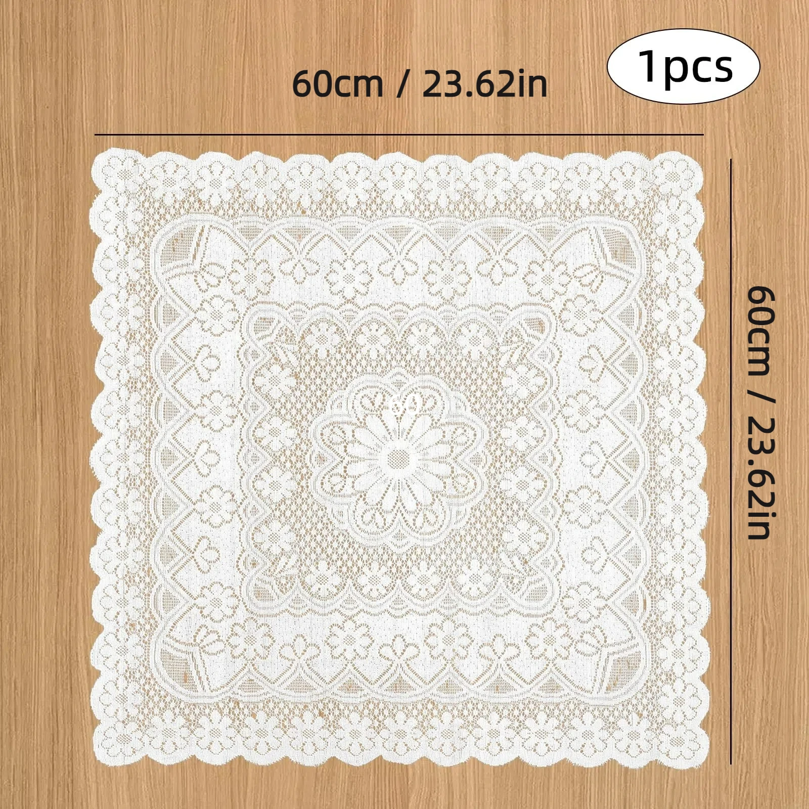 Square Lace Tablecloth White Flower retro European Embroidered Dinning table linen Cover wedding party garden home decoration - الصورة 7