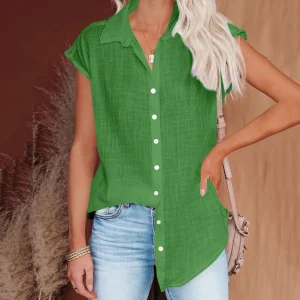 Summer Solid Cotton Linen Shirt Women's Clothing Casual Short Sleeve Tops Tee Ladies T-Shirts Blusas Thin Loose T Shirt Woman