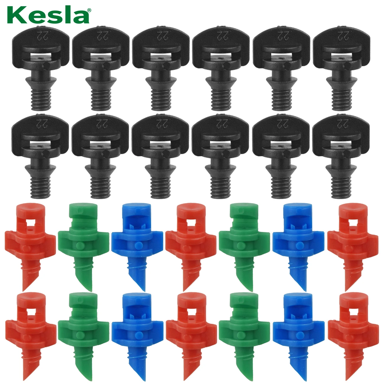 KESLA 100PCS 90-360° Male Barbed Refraction Micro Nozzles Garden Greenhouse Drip Irrigation Sprinkler Atomized Sprayer Watering
