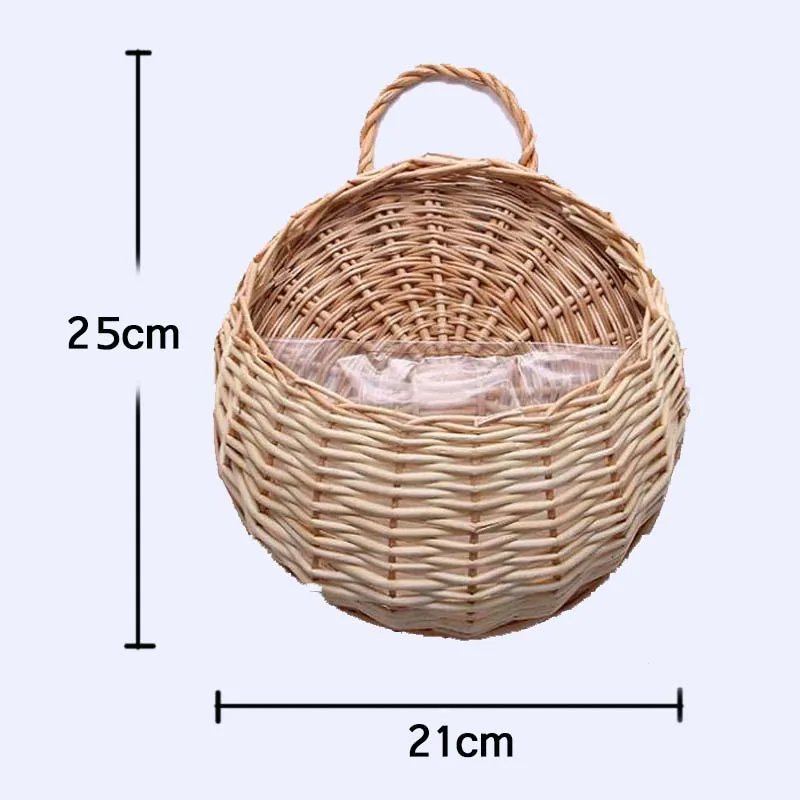 Hand Made Wicker Rattan Flower Planter Wall Hanging Wicker Rattam Basket Garden Vine Pot Plants Holder Garden Pots Wall Planter - الصورة 27