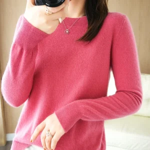 Autumn Winter Women Wool Sweater O-neck Long Sleeve Pullover Basic Casual Loose Style Famale Clothing Merino Wool Knitwear Tops
