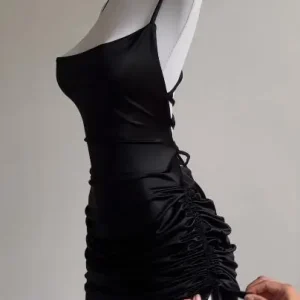 2024 Europe and the United States explosive new cross-border dress summer high sense lace-up sexy halter spice bag hip skirt