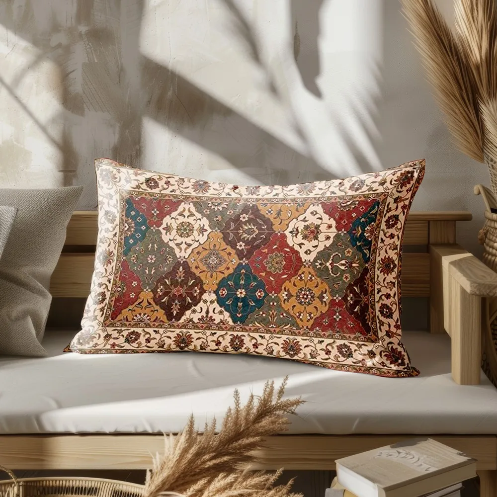 Home Decor Colorful Ethnic Pattern Cushion Suitable For Sofa Bedroom Car Pillow Cover Cushion Rectangular Back Cushion - Image 2