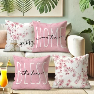 Cherry Blossom Joy pillow cover: embrace spring, pray for home, sofa and chair cushion cover, bedroom room decoration