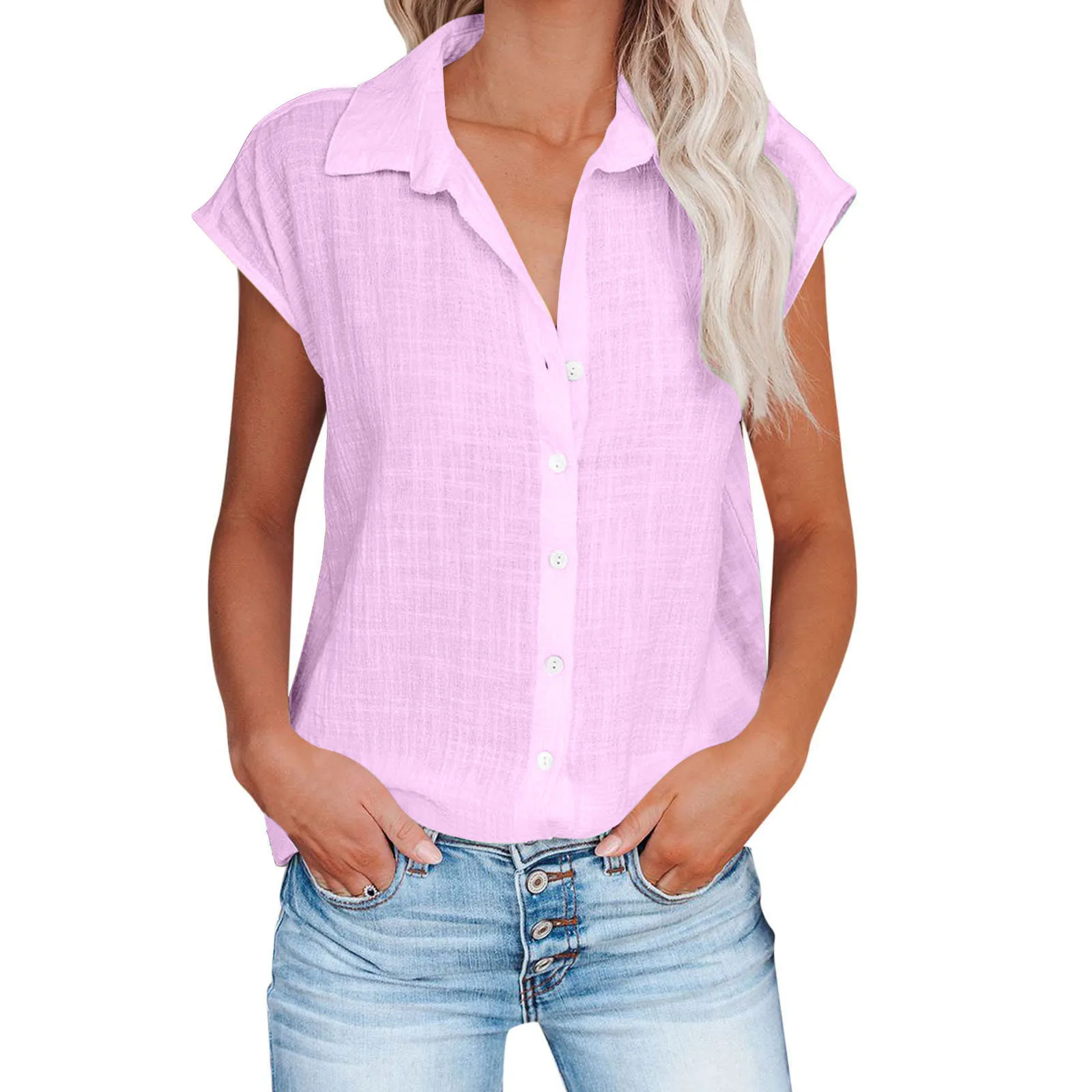 Summer Solid Cotton Linen Shirt Women's Clothing Casual Short Sleeve Tops Tee Ladies T-Shirts Blusas Thin Loose T Shirt Woman - Image 15