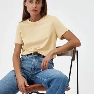 Bornladies Summer 100% Cotton Women's T-shirt Bottoming Basic Fashionable Solid Lady Short Sleeve Loose Tops Shirts 230g/㎡ Tops
