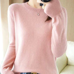 Autumn Winter Women Wool Sweater O-neck Long Sleeve Pullover Basic Casual Loose Style Famale Clothing Merino Wool Knitwear Tops