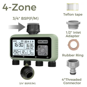 Diivoo Garden Water Timer 3 Zone Programmable Automatic Irrigation Timer with Rain Delay Manual/Auto Mode Watering for Lawn Yard