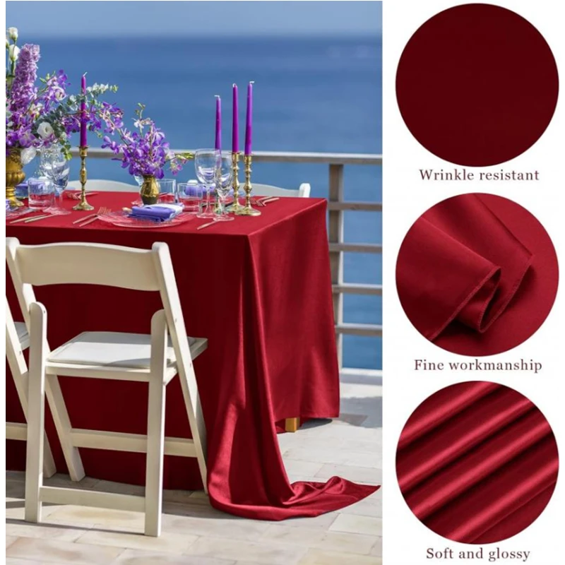 Rectangle Satin Tablecloth,Silkly Soft Solid Color Table Cover For Dining Room Wedding Party Banquet Supplies Dinner Tablecloths - Image 2