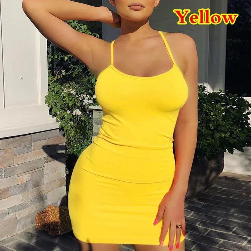 Summer Spaghetti Strap Mini Dress 2026 Women Sexy Bodycon Club Party Dresses Short Female Camisole Solid Black Sheath Sundress - الصورة 10