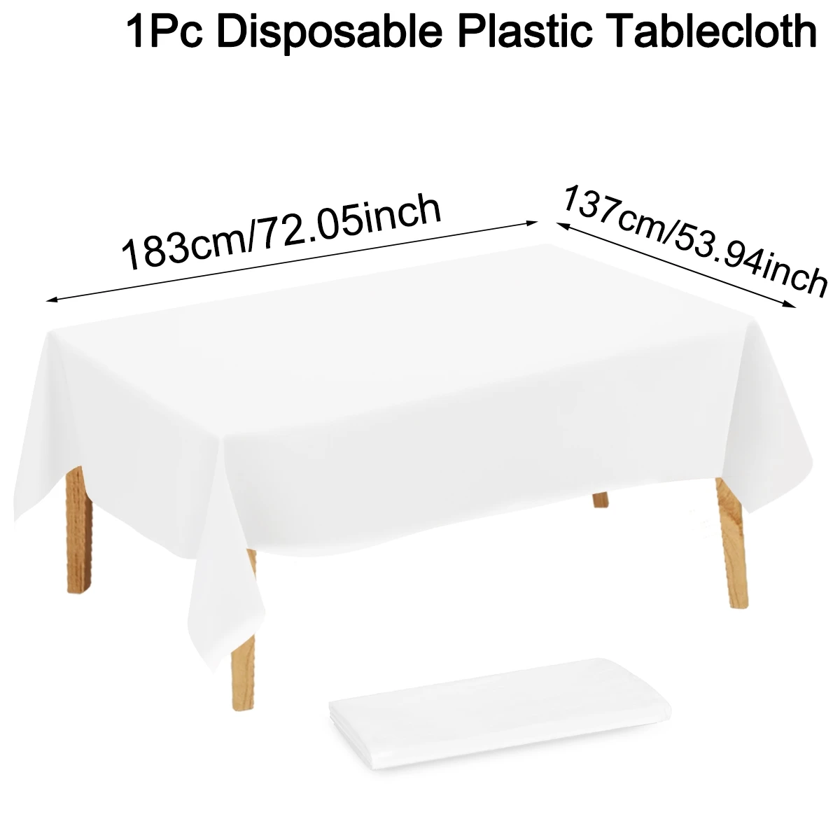 183×137cm Solid White Tablecloth Disposable Plastic Table Covers for Birthday Party Wedding Decoration Home Dinning Table Decor - Image 8