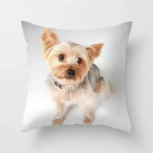 Cute Dog Print Pillowcase Bedroom Sofa Waist Cushion Cover Yorkshire Bichon Yorkshire Decoration Car Decorative Cushion