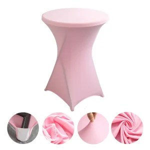 Creative Simple Style Solid Color Polyester Round Banquet Elastic Table Set Hotel Wedding Decoration Cocktail Bar Table Set