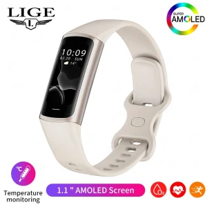 LIGE New Fashion Smartwatch Men Women Temperature Blood Oxygen Monitoring Bracelet Sports Waterproof Smart Watch For Man Laides