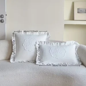 with Lotus Frill French Lace Pillow Cover Washed Material Comfortable Embroidered Cushion Cover Soft Pillow Shell Bedroom