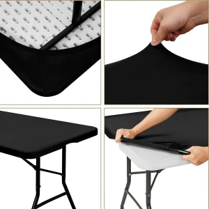 1 Pc 4/6/8ft Spandex Tablecloth Elastic Fitted Stretch Rectangular Tablecloth Washable and Wrinkle Resistant Patio Table Cover