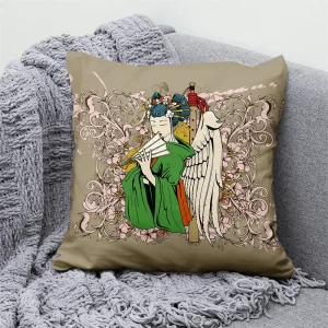 Lucky Cat Japanese Style Sofa Bed Decorative Pillow Cover Home Decor Mount Fuji Art Cushion