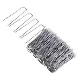 Garden Peg Silver Metal U-Shape Garden Staple Garden Ground Nail Film Fixed Pegs Gardening Fixing Tools Film Peg Landscape Spike