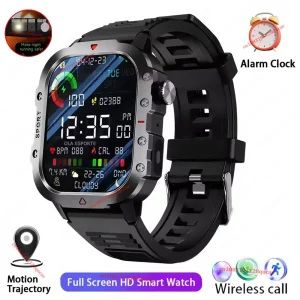 2026 Rugged Military Smart Watch Men's Watch 2.01Inch HD Touch Screen Voice Bluetooth Call LED Flashlight Outdoor Smartwatch Man