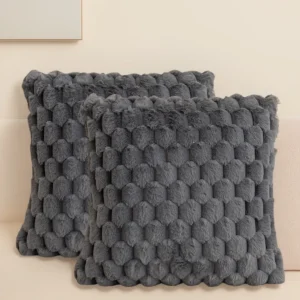 Pack of 2 artificial fur plush luxurious decorative throw pillow cover, for sofa, living room, and car interior（no pillowcore） ﻿
