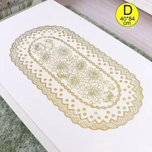Vintage Lace Embroidered Oval Tablecloth for Wedding Party Home Tea Table Mats Kitchen Decoration Waterproof PVC Table Cloth