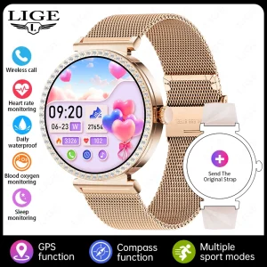 LIGE 1,27inch Smart Watch For Women Health Sport Lady Watch Luxury Heart Rate Sleep Monitor Waterproof Bluetooth Call Smartwatch