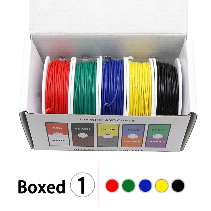 (5 Colors Mix Kit)UL1007 Wire PVC Insulation Tinned Copper Cable Stranded Electrical Line 30/28/26/24/22/20/18/16 AWG PCB Wire - الصورة 7